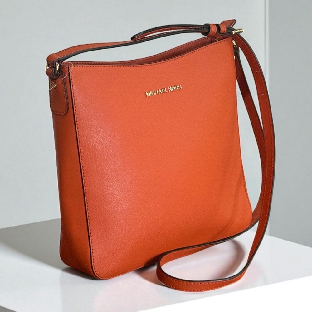Authentic Michael Kors Saffiano Orange Leather Shoulder Crossbody Bag - Picture 3 of 16